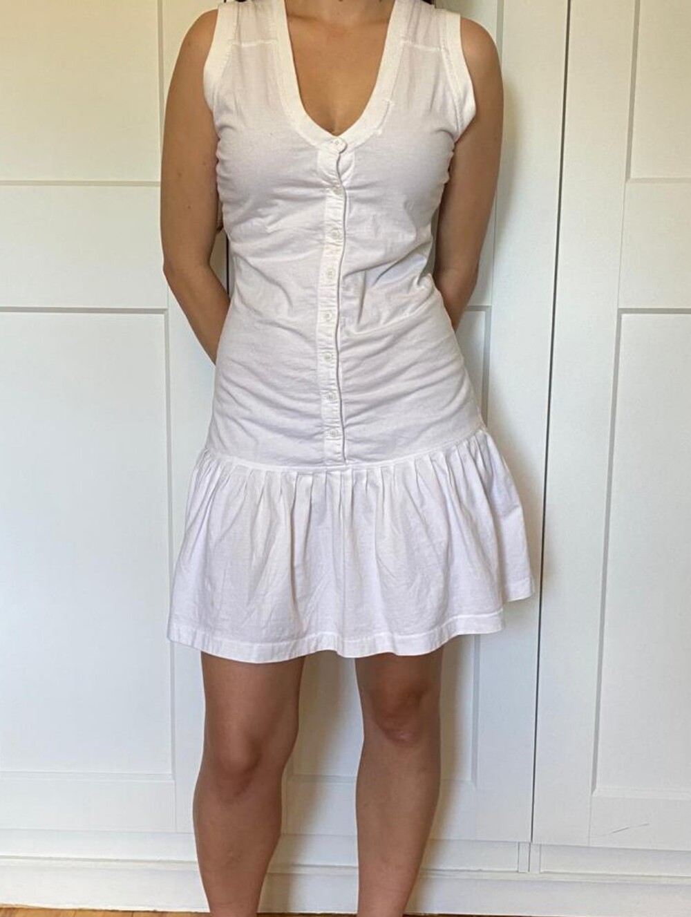 Vintage Passport Brand Drop Yoke White Button Up Dress